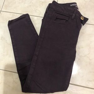 AE Maroon High Rise Jeggings Crop